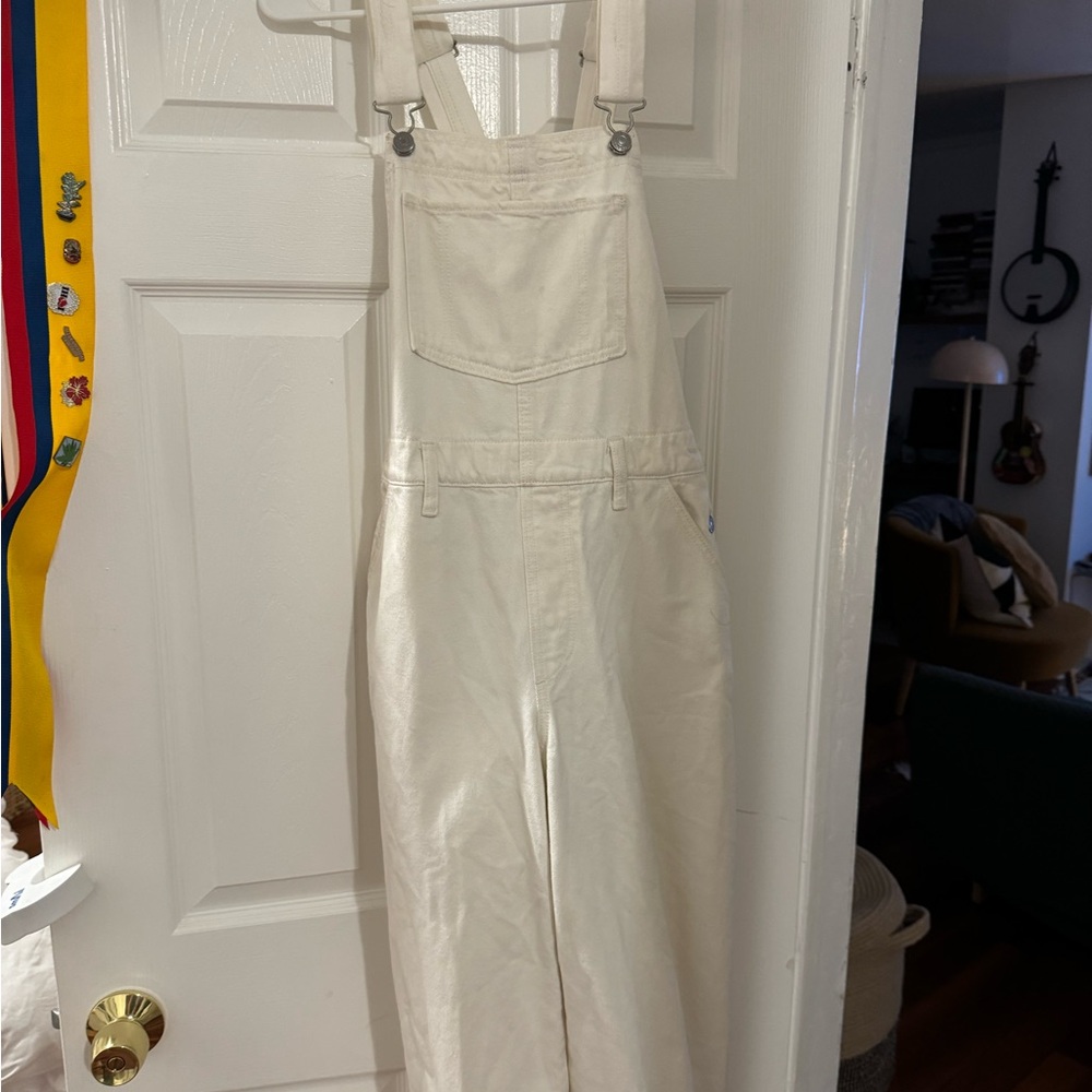 Levi's White Jumpsuit with Adjustable Straps and Relaxed Fit